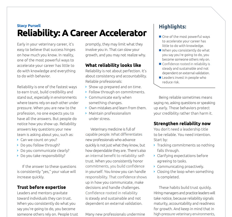 Reliability A Career Accelerator