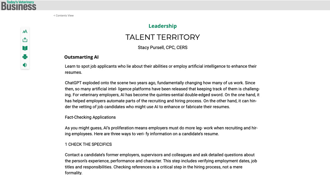 The VET Recruiter TVB Talent Territory