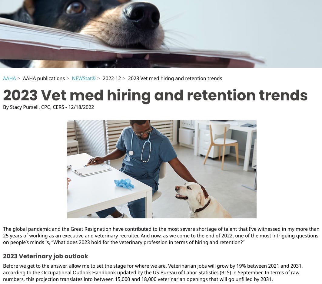 Veterinary Recruiter AAHA - 2023 Vet med hiring and retention trends