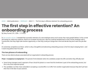 Aaha First Step In Effective Rentention