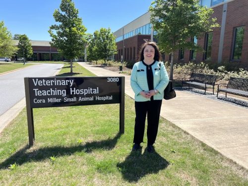 the-vet-recruiter-photo-gallery-Stacy-about-to-speak-at-the-University-of-Georgia-College-of-Veterinary-Medicine