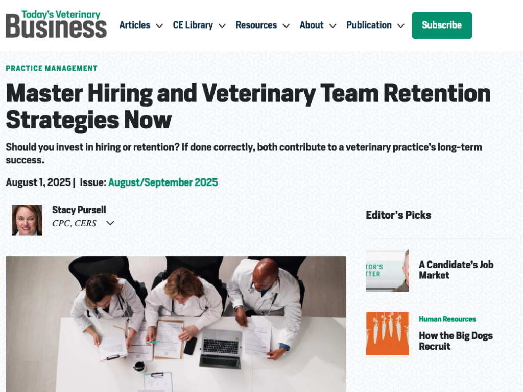 Todays Veterinary Busines Master Hiring Team Rentention