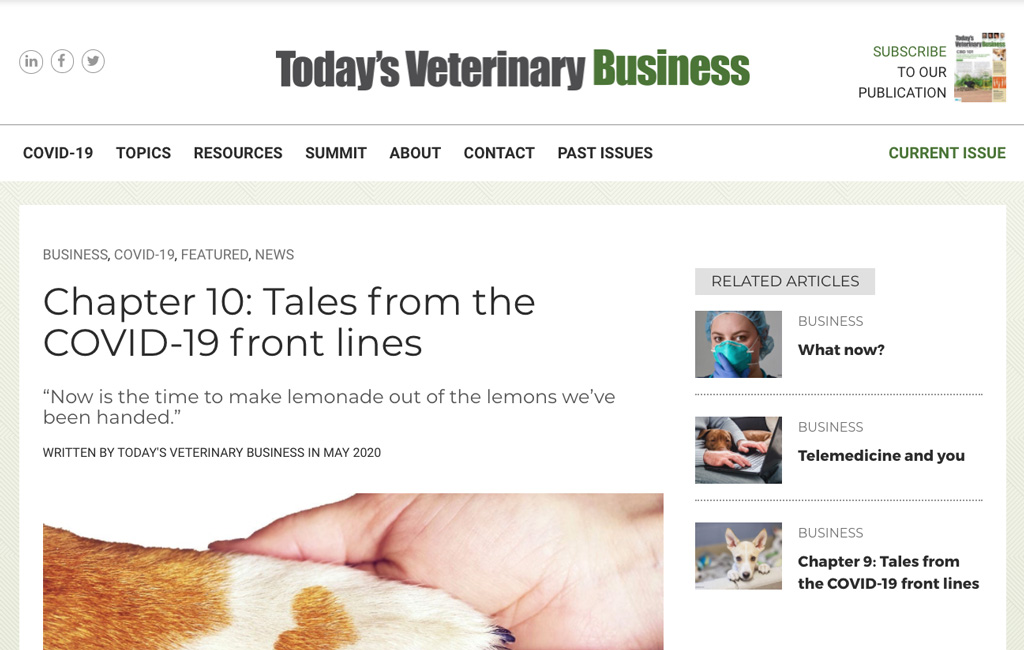 Todays Veterinary Business Ch 10 Covid 19 Frontlines Animal Health