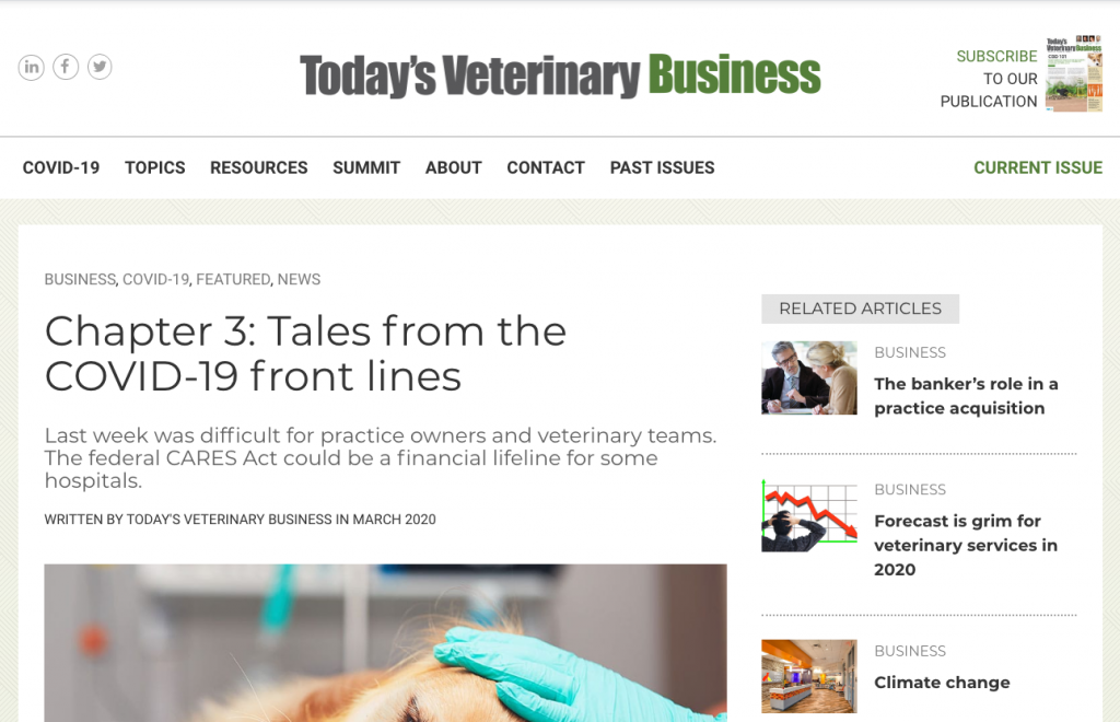 Todays Veterinary Business Chapter 3 Tales From Covid 19 Front Lines