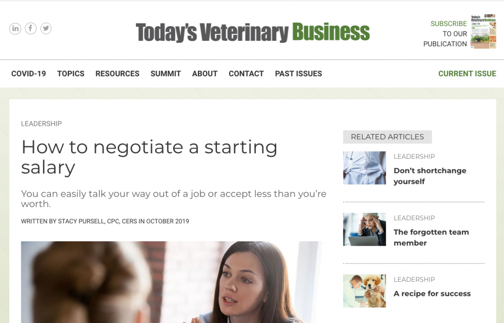 Todays Veterinary Business How To Negotiate Salary