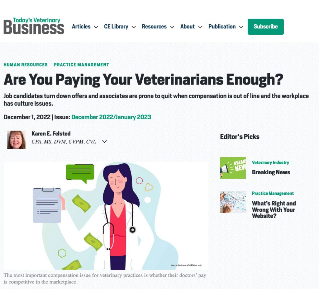Todays Veterinary Business Veterinarian Pay