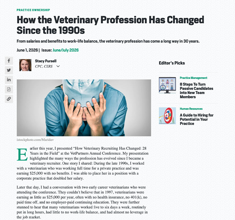Veterinary Profession Has Changed Article Cover