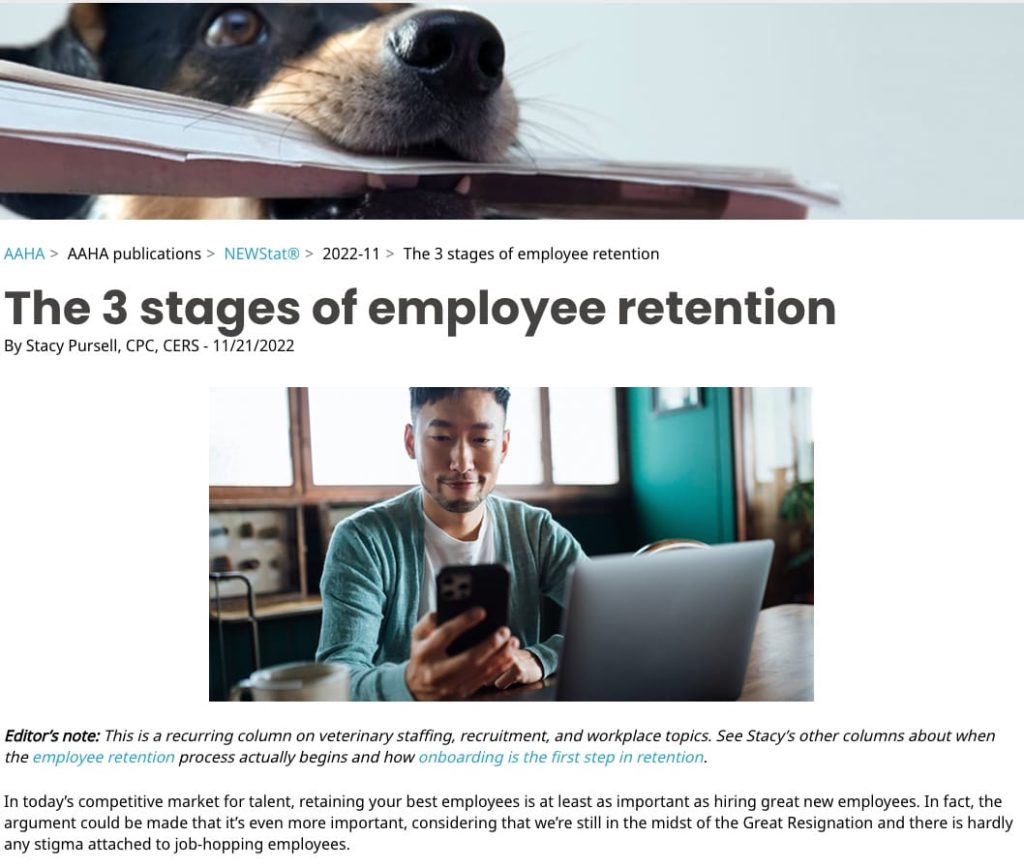 Veterinary Recruiter Aaha 3 Stages Of Employee Rentention