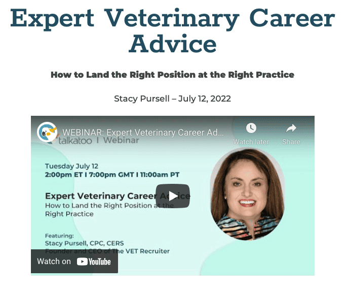 Veterinary Recruiter Career Advice